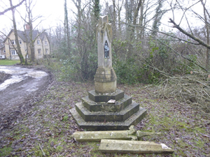 Linch war memorial, West Sussex damaged by a fallen tree during a storm © S Collins, 2014