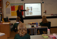 Pupils at Haymoor Middle School learning about war memorials © War Memorials Trust, 2012