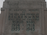 Beckenham war memorial inscription, Greater London © War Memorials Trust, 2013