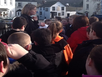 Pupils learning about their local war memorial with WMT's Learning Officer © M Thomas, 2014