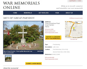 War Memorials Online Men of Gt Parndon record