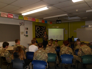 Desford Army Cadets listening to presentation by WMT's Learning Officer © War Memorials Trust, 2018